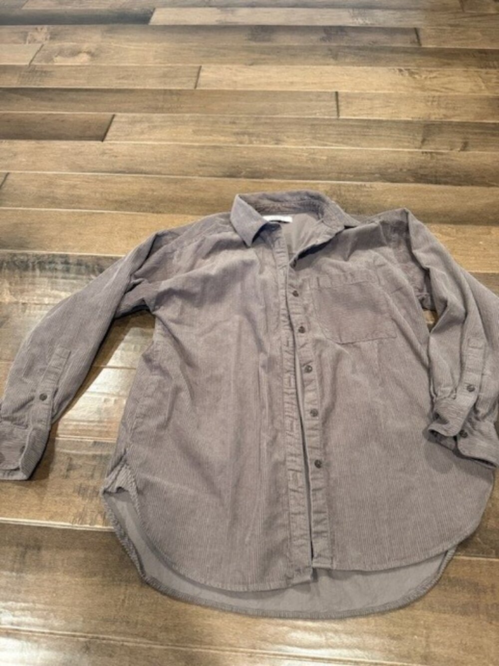 LOFT Brown Corduroy Button Down Sz S